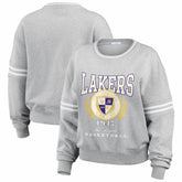 Los Angeles Lakers WEAR by Erin Andrews Women's French Terry Pullover Sweatshirt - Heather Gray cheap