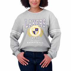Los Angeles Lakers WEAR by Erin Andrews Women's French Terry Pullover Sweatshirt - Heather Gray cheap