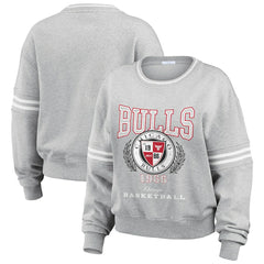 Chicago Bulls WEAR by Erin Andrews Women's French Terry Pullover Sweatshirt - Heather Gray for sale
