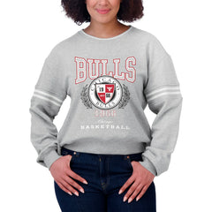Chicago Bulls WEAR by Erin Andrews Women's French Terry Pullover Sweatshirt - Heather Gray for sale