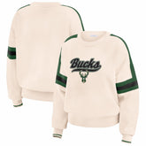 Milwaukee Bucks WEAR by Erin Andrews Women's Stripe Pullover Sweater - Cream cheap