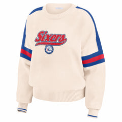 Philadelphia 76ers WEAR by Erin Andrews Women's Stripe Pullover Sweater - Cream shop