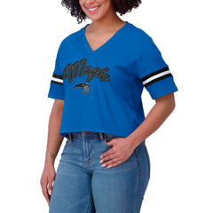 Orlando Magic WEAR by Erin Andrews Women's Color Block Boxy V-Neck T-Shirt - Blue outlet