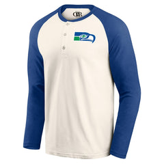 Seattle Seahawks Darius Rucker Collection Raglan Henley Long Sleeve T-Shirt - Cream/Royal discount
