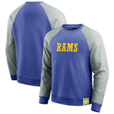 Los Angeles Rams Darius Rucker Collection Colorblock Pullover Sweatshirt - Royal/Heather Gray on sale