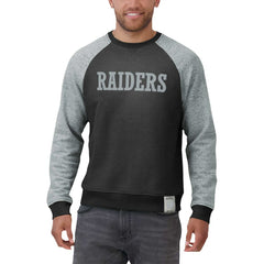 Las Vegas Raiders Darius Rucker Collection Colorblock Pullover Sweatshirt - Black/Heather Gray outlet