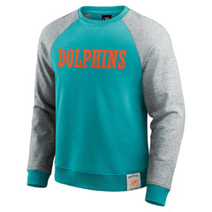Miami Dolphins Darius Rucker Collection Colorblock Pullover Sweatshirt - Aqua/Heather Gray cheap