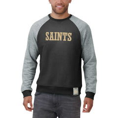 New Orleans Saints Darius Rucker Collection Colorblock Pullover Sweatshirt - Black/Heather Gray cheap