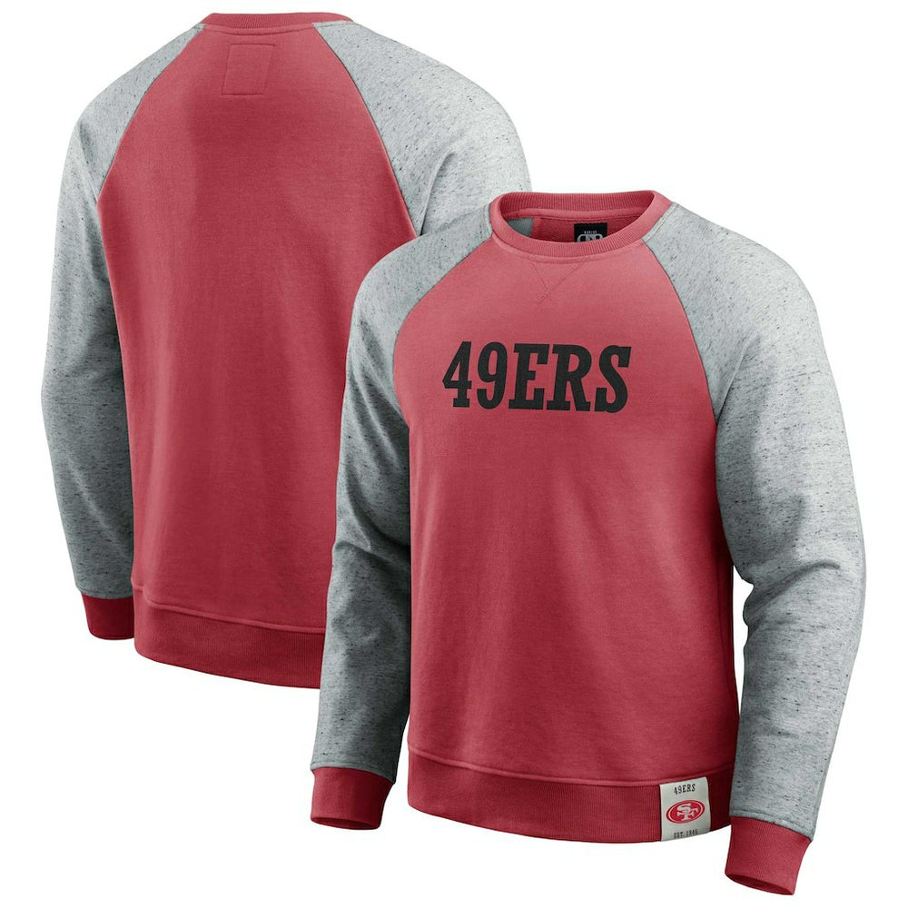 San Francisco 49ers Darius Rucker Collection Colorblock Pullover Sweatshirt - Scarlet/Heather Gray outlet