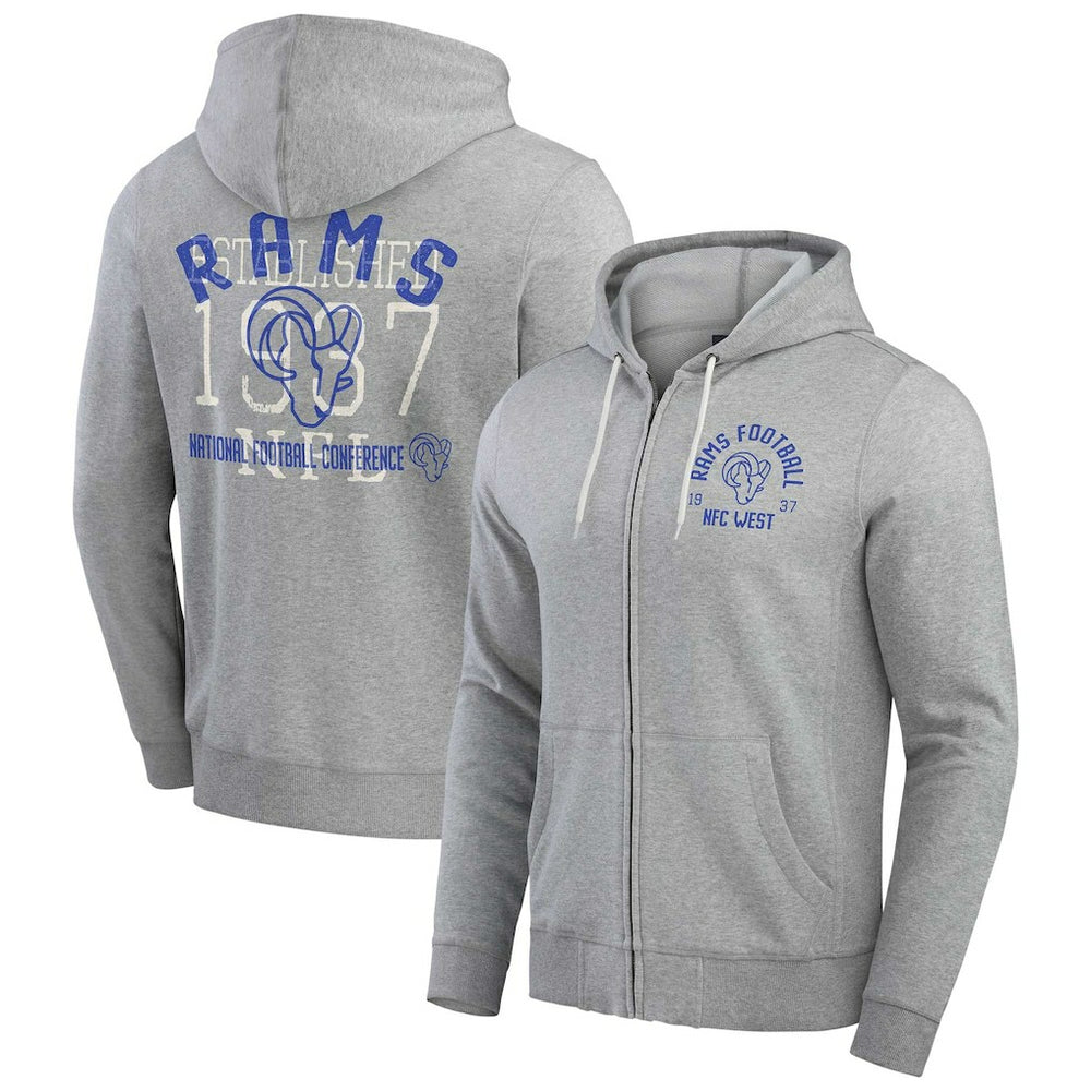 Los Angeles Rams Darius Rucker Collection Vintage Stripe Full-Zip Hoodie - Heather Gray cheap