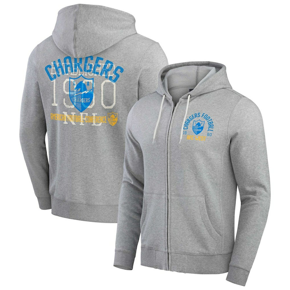 Los Angeles Chargers Darius Rucker Collection Vintage Stripe Full-Zip Hoodie - Heather Gray sale