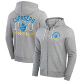 Los Angeles Chargers Darius Rucker Collection Vintage Stripe Full-Zip Hoodie - Heather Gray sale