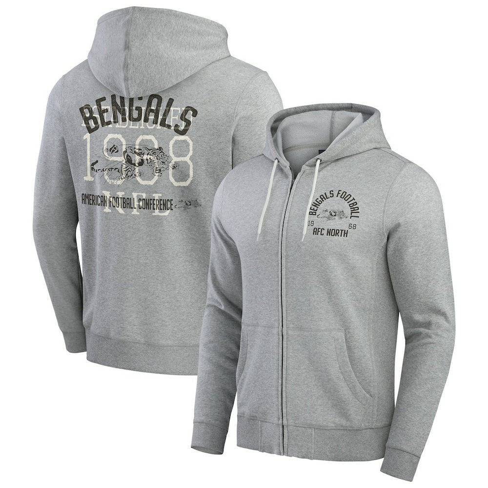 Cincinnati Bengals Darius Rucker Collection Vintage Stripe Full-Zip Hoodie - Heather Gray sale