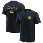 Green Bay Packers Darius Rucker Collection Washed Henley T-Shirt - Black sale