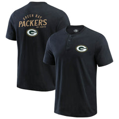 Green Bay Packers Darius Rucker Collection Washed Henley T-Shirt - Black sale
