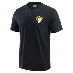 Los Angeles Rams Darius Rucker Collection Washed Henley T-Shirt - Black cheap