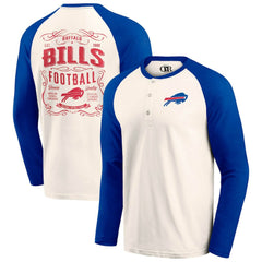 Buffalo Bills Darius Rucker Collection Raglan Henley T-Shirt - Cream/Royal for sale