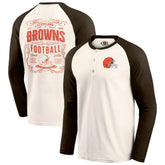 Cleveland Browns Darius Rucker Collection Raglan Henley T-Shirt - Cream/Brown discount