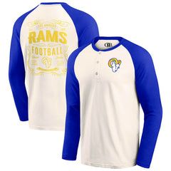 Los Angeles Rams Darius Rucker Collection Raglan Henley T-Shirt - Cream/Royal outlet