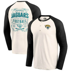 Jacksonville Jaguars Darius Rucker Collection Raglan Henley T-Shirt - Cream/Black sale