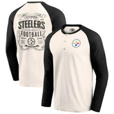 Pittsburgh Steelers Darius Rucker Collection Raglan Henley T-Shirt - Cream/Black on sale