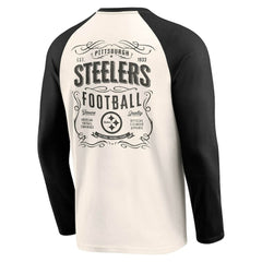 Pittsburgh Steelers Darius Rucker Collection Raglan Henley T-Shirt - Cream/Black on sale