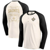 New Orleans Saints Darius Rucker Collection Raglan Henley T-Shirt - Cream/Black discount