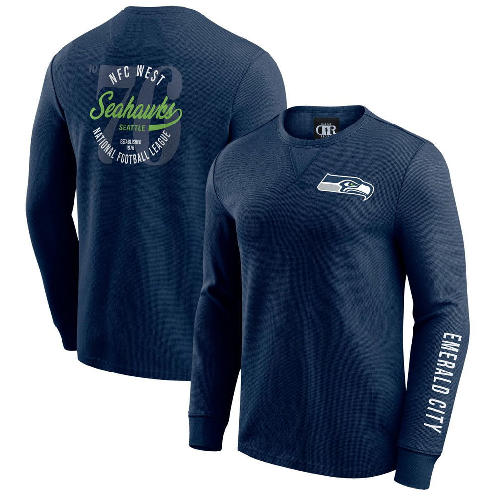 Seattle Seahawks Darius Rucker Collection Washed Waffle-Knit Long Sleeve T-Shirt - College Navy online