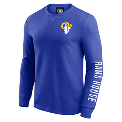Los Angeles Rams Darius Rucker Collection Washed Waffle-Knit Long Sleeve T-Shirt - Royal for sale
