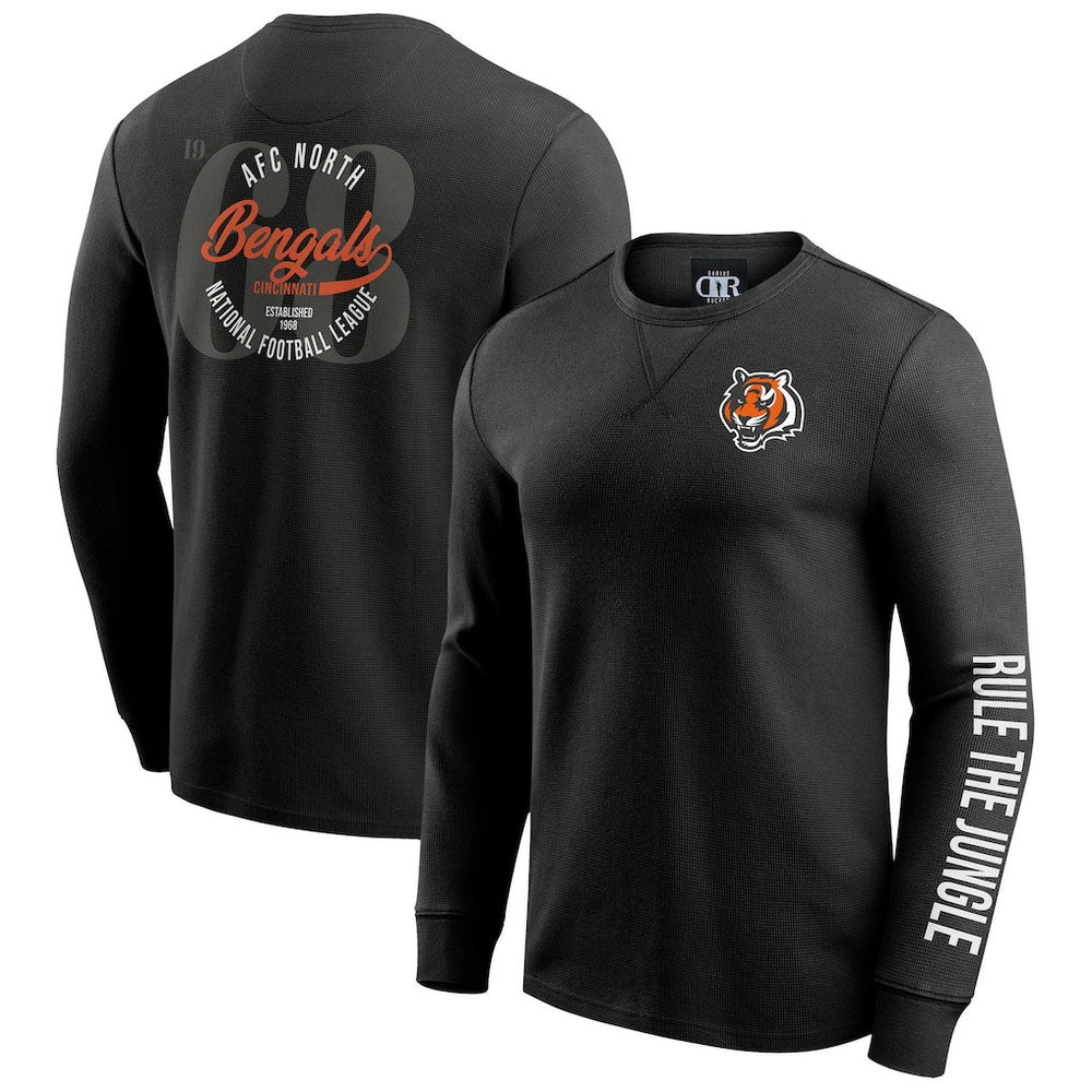 Cincinnati Bengals Darius Rucker Collection Washed Waffle-Knit Long Sleeve T-Shirt - Black on sale
