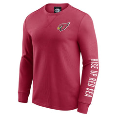 Arizona Cardinals Darius Rucker Collection Washed Waffle-Knit Long Sleeve T-Shirt - Red cheap