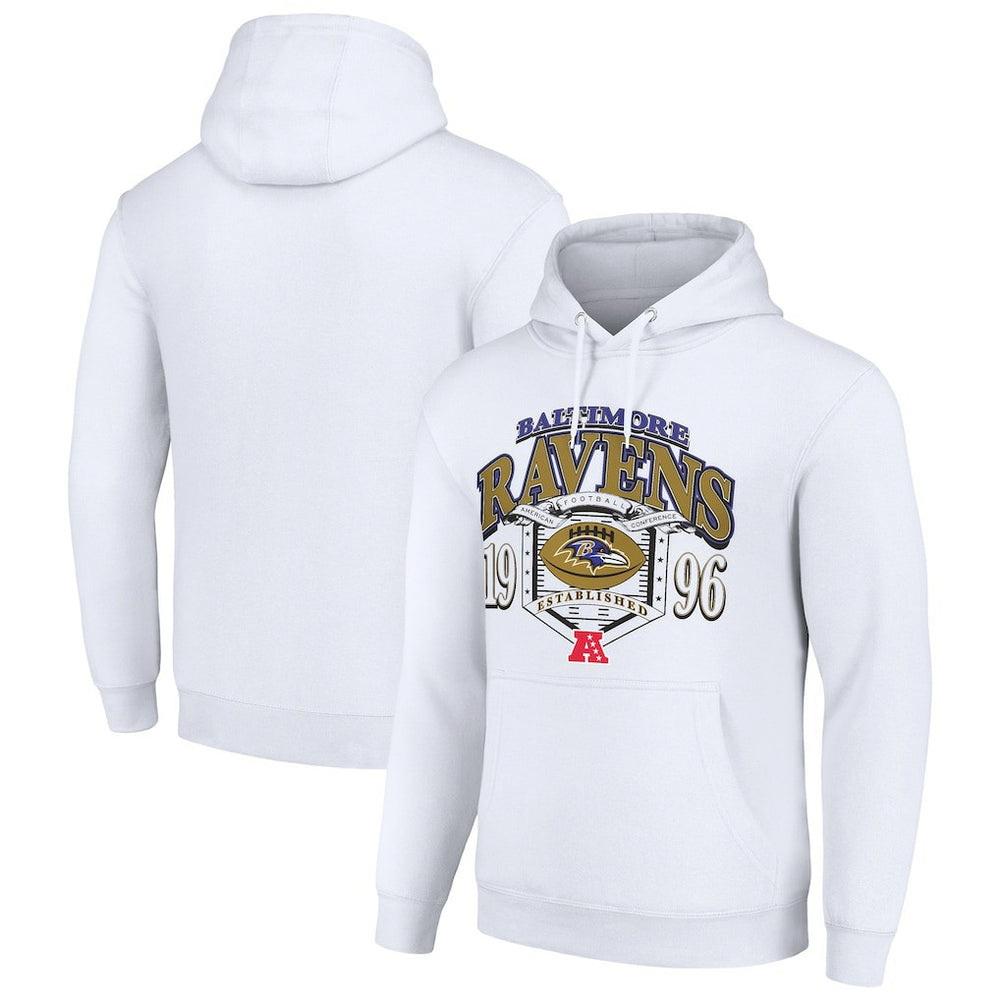 Baltimore Ravens Starter 80s Retro Pullover Hoodie - White cheap