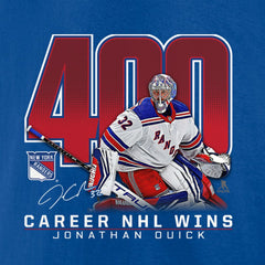 Jonathan Quick New York Rangers 400 Career Wins T-Shirt Blue