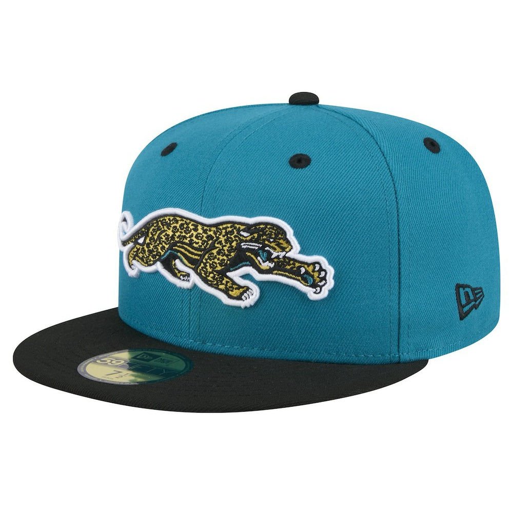 Jacksonville Jaguars New Era Throwback Crawl Flipside Two-Tone 59FIFTY Fitted Hat - Teal/Black on sale