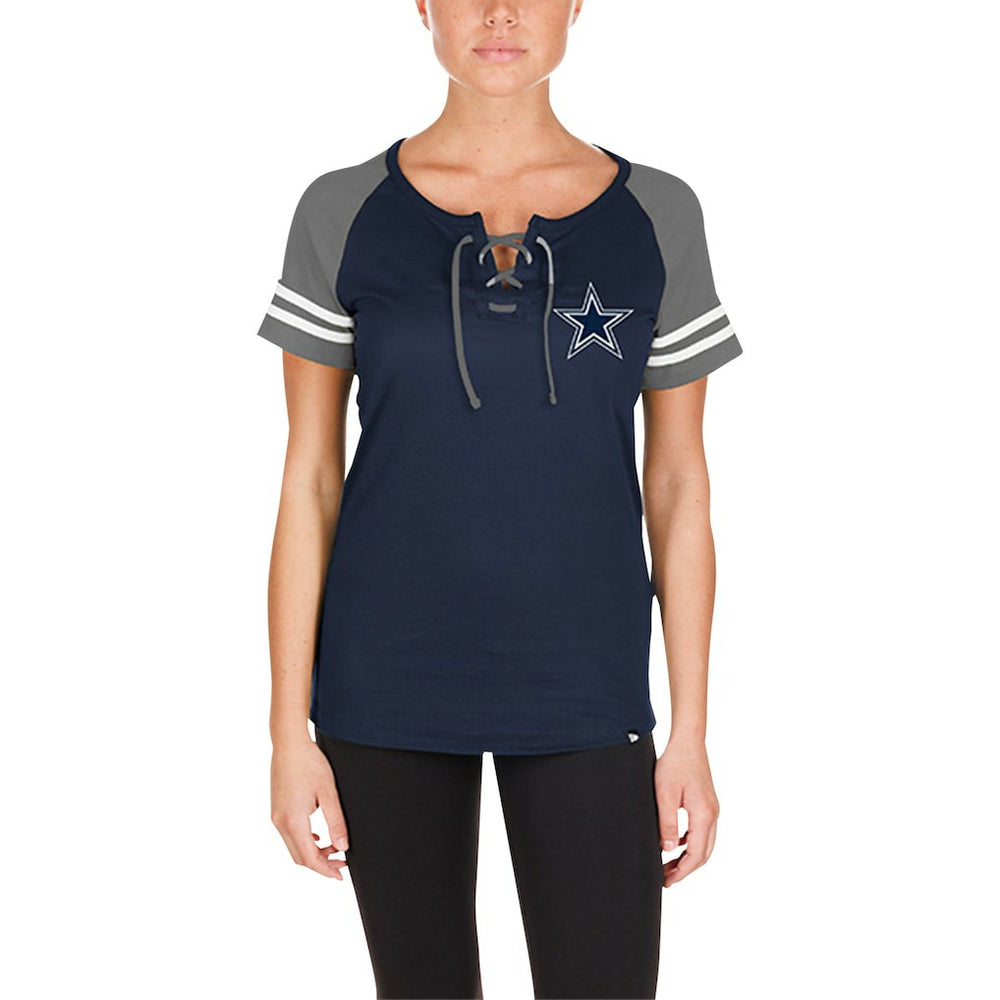 Dallas Cowboys New Era Women's Lace-Up Raglan T-Shirt - Navy cheap