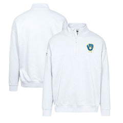 Milwaukee Brewers Levelwear Murray Core Logo Quarter-Zip Pullover Top - White