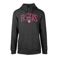 Cincinnati Reds Levelwear Cooperstown Collection Podium Retro Spellout Pullover Hoodie - Black