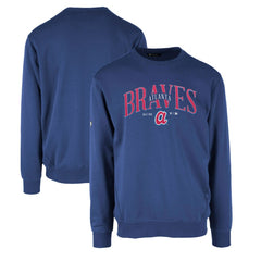 Atlanta Braves Levelwear Zane Cooperstown Collection Retro Spellout Pullover Sweatshirt - Royal