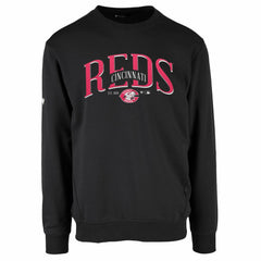 Cincinnati Reds Levelwear Zane Cooperstown Collection Retro Spellout Pullover Sweatshirt - Black