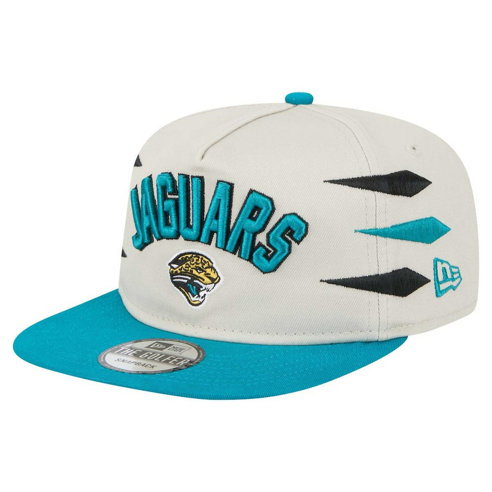 Jacksonville Jaguars New Era Athletic Golfer Snapback Hat - Stone/Teal cheap