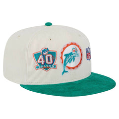 Miami Dolphins New Era Throwback Corduroy 59FIFTY Fitted Hat - Cream/Aqua online
