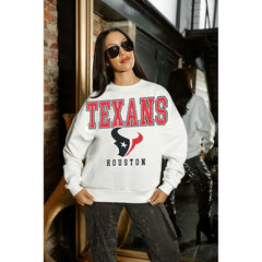 Houston Texans Gameday Couture Women's Sunday Drives Oversized Crewneck Pullover Sweatshirt - White on sale