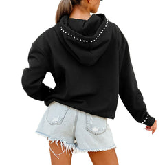 New York Jets Gameday Couture Women's Oversized Catch the Vibe Studded Pullover Hoodie - Black sale