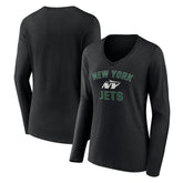 New York Jets Women's Victory Arch Long Sleeve V-Neck T-Shirt - Black outlet