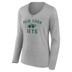 New York Jets Women's Victory Arch Long Sleeve V-Neck T-Shirt - Gray discount