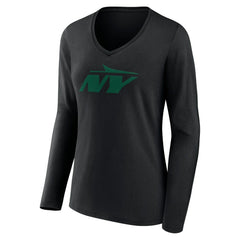 New York Jets Women's Secondary Logo Long Sleeve V-Neck T-Shirt - Black online