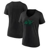 New York Jets Women's Secondary Logo V-Neck T-Shirt - Black for sale