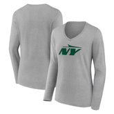 New York Jets Women's Secondary Logo Long Sleeve V-Neck T-Shirt - Gray cheap