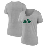 New York Jets Women's Secondary Logo V-Neck T-Shirt - Gray outlet