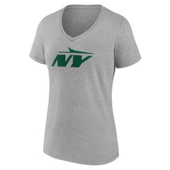 New York Jets Women's Secondary Logo V-Neck T-Shirt - Gray outlet